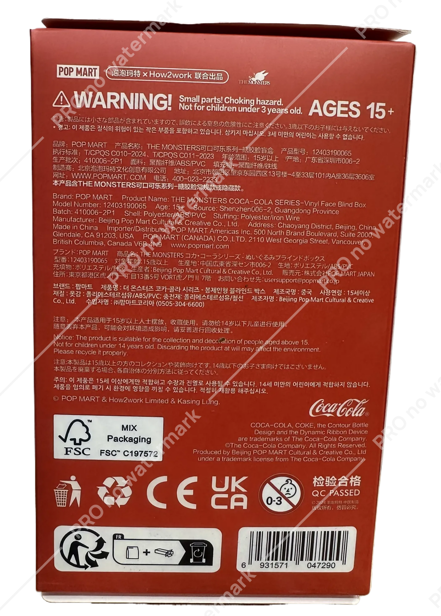POP MART × Coca-Cola – The Monsters Vinyl Face Blind Box Collectible Figure (Ages 15+)