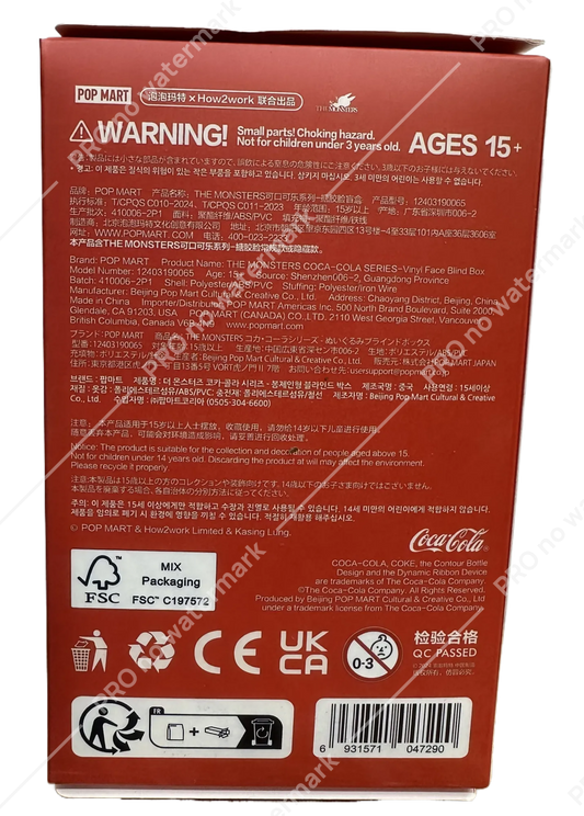 POP MART × Coca-Cola – The Monsters Vinyl Face Blind Box Collectible Figure (Ages 15+)